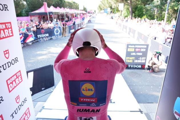 Pedersen Mads of Lidl-Trek, pink jersey, during the stage 2 of the Giro d™Italia from Tirana (Tirane) to Tirana (Tirane) Tudor ITT (Individual Time Trial) Albania - Saturday, May 10, 2025. - cycling.  Copyright: xGianxMattiaxD Alberto LaPressex