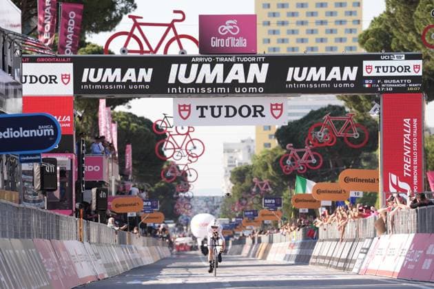 Busatto Francesco of IntermarchÃ - Wanty, white jersey, during the stage 2 of the Giro d™Italia from Tirana (Tirane) to Tirana (Tirane) Tudor ITT (Individual Time Trial) Albania - Saturday, May 10, 2025. - cycling.  Copyright: xMassimoxPaolone LaPressex