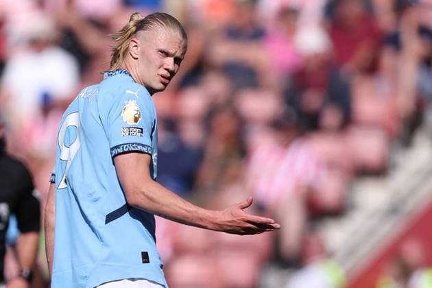Sport Themen der Woche KW19 Sport Bilder des Tages Southampton, England, 10th May 2025. Erling Haaland of Manchester City during the Southampton vs Manchester City Premier League match at St Mary s Stadium, Southampton. Picture credit should read: Paul Terry Sportimage EDITORIAL USE ONLY. No use with unauthorised audio, video, data, fixture lists, club league logos or live services. Online in-match use limited to 120 images, no video emulation. No use in betting, games or single club league player publications. SPI_030_PT_Southampton_Man_City SPI-3926-0030