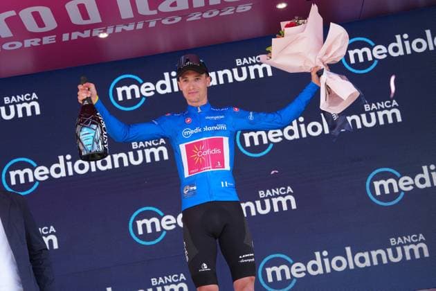 Moniquet Sylvain of Cofidis, blue jersey, during the stage 2 of the Giro d™Italia from Tirana (Tirane) to Tirana (Tirane) Tudor ITT (Individual Time Trial) Albania - Saturday, May 10, 2025. - cycling.  Copyright: xGianxMattiaxD Alberto LaPressex