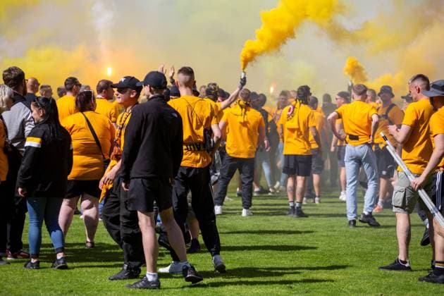 Fußball 3. Liga, Saison 2024 25, 37. Spieltag: Waldhof Mannheim gegen Dynamo Dresden