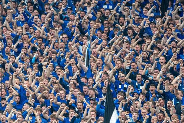 Fussball, Herren, Saison 2024 2025, 2. Bundesliga (33. Spieltag), Hamburger SV - SSV Ulm, Fans vom HSV, 10.05. 2025,
