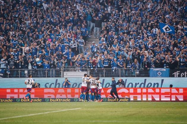 Fußball I Herren I Saison 2024-2025 I 2. Bundesliga I 33. Spieltag I Hamburger SV - SSV Ulm I 10.05.2025 Der Hamburger SV jubelt zum Tor. Hamburg Volksparkstadion Hamburg Deutschland