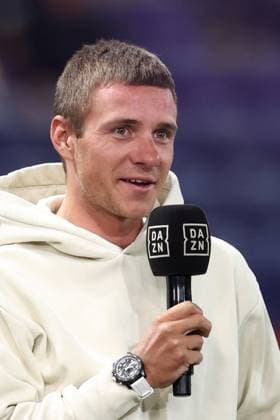 Cyclist and Olympic medal winner Remco Evenepoel talks to the press ahead of a soccer match between RSC Anderlecht and Royale Union Saint-Gilloise, Saturday 10 May 2025 in Brussels, on day 8 (out of 10) of the Champions Play-offs of the 2024-2025 Jupiler Pro League first division of the Belgian championship. BRUNOxFAHY  x123252401x