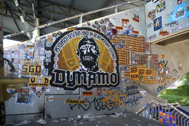 10.05.2025, xrekx, Fussball 3.Liga, SV Waldhof Mannheim - Dynamo Dresden v.l. Gaestebereich, Aufkleber, Sticker (DFL DFB REGULATIONS PROHIBIT ANY USE OF PHOTOGRAPHS as IMAGE SEQUENCES and or QUASI-VIDEO) Mannheim