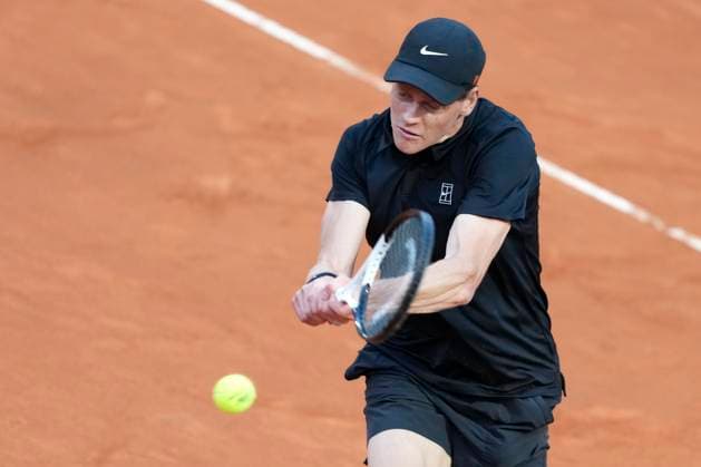 Jannik Sinner of Italy during the match against Mariano Navone of Argentina at the Internazionali BNL d Italia 2025 tennis tournament at Foro Italico in Rome, Italy on May 10, 2025. Jannik Sinner won 6-3, 6-4 over Navone. AntoniettaxBaldassarre