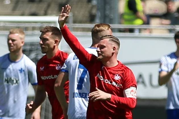 11.05.2025, xrekx, Fussball 2.Bundesliga, 1.FC Kaiserslautern - SV Darmstadt 98 v.l. Torjubel nach dem 1:1 Tor zum celebrating the goal celebrate durch Marlon Ritter (1.FC Kaiserslautern) (DFL DFB REGULATIONS PROHIBIT ANY USE OF PHOTOGRAPHS as IMAGE SEQUENCES and or QUASI-VIDEO) Kaiserslautern