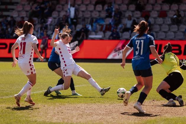 Cologne, Germany, May 11th 2025 Taylor Ziemer (18 - 1.FC Koeln) scores goal for 2:0 during the Google Pixel Frauen-Bundesliga match between 1.FC Koln and Turbine Potsdam at Franz-Kremer-Stadion, in Cologne, Germany. (Gabor Baumgarten SPP) Copyright: xGaborxBaumgartenx xSPPx spp-en-GaBaSp-2025_05_11_1.FC Koln_Potsdam_Gabor Baumgarten-522717