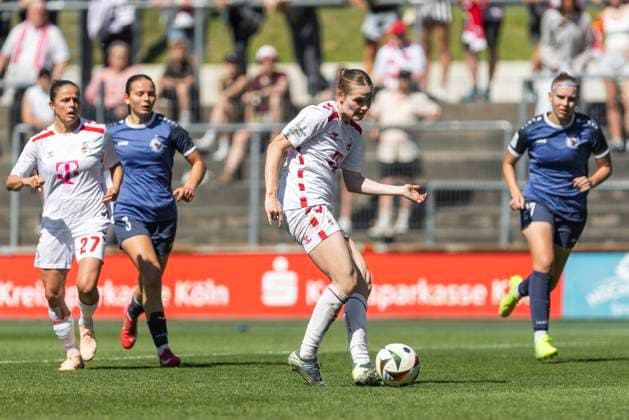 Google Pixel Frauen-Bundesliga: 1. FC Köln - 1. FFC Turbine Potsdam, 11.05.2025 Taylor Ziemer (1. FC Köln, 18) erzielt das Tor zum 4:0. Google Pixel Frauen-Bundesliga, 1. FC Köln - 1. FFC Turbine Potsdam, 22. Spieltag, am 11.05.2025, Franz-Kremer-Stadion, Köln DFB regulations prohibit any use of photographs as image sequences and or quasi-video Copyright: xBEAUTIFULxSPORTS Meuselx