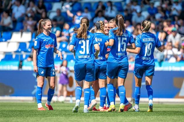 Google Pixel Frauen-Bundesliga, TSG Hoffenheim - FC Carl Zeiss Jena; 11.05.2025 Jubel nach dem Tor von Selina Cerci (TSG Hoffenheim, 29) zum 3:0 Google Pixel Frauen-Bundesliga, TSG Hoffenheim - FC Carl Zeiss Jena, am 11.05.2025 im Dietmar-Hopp-Stadion in Hoffenheim. DFB REGULATIONS PROHIBIT ANY USE OF PHOTOGRAPHS AS IMAGE SEQUENCES AND OR QUASI-VIDEO. Copyright: xBEAUTIFULxSPORTS Gelhardtx