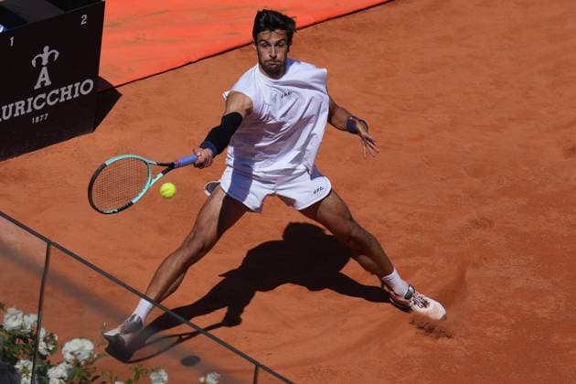 Lorenzo Musetti (ITA) during the 3th round against Brandon Nakashima (USA) of the ATP, Tennis Herren Master 1000 Internazionali BNL d™Italia tournament at Foro Italico on May 11, 2025 (Alfredo Falcone LaPresse)  Copyright: xAlfredoxFalcone LaPressex