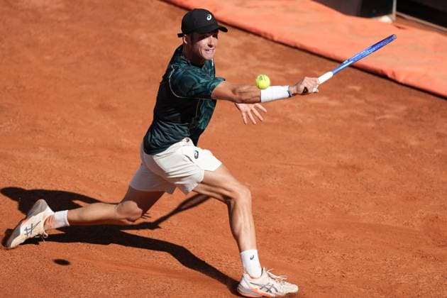Vilius Gaubas of Lithuania during the match against Alexander Zverev of Germany at the Internazionali BNL d Italia 2025 tennis tournament at Foro Italico in Rome, Italy on may 11, 2025. AntoniettaxBaldassarre