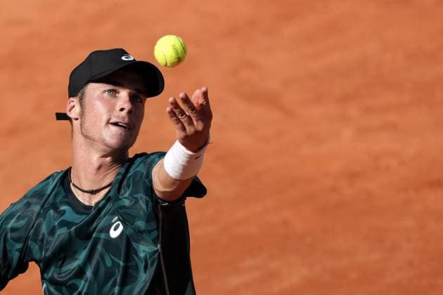 Vilius Gaubas of Lithuania during the match against Alexander Zverev of Germany at the Internazionali BNL d Italia 2025 tennis tournament at Foro Italico in Rome, Italy on may 11, 2025. AntoniettaxBaldassarre