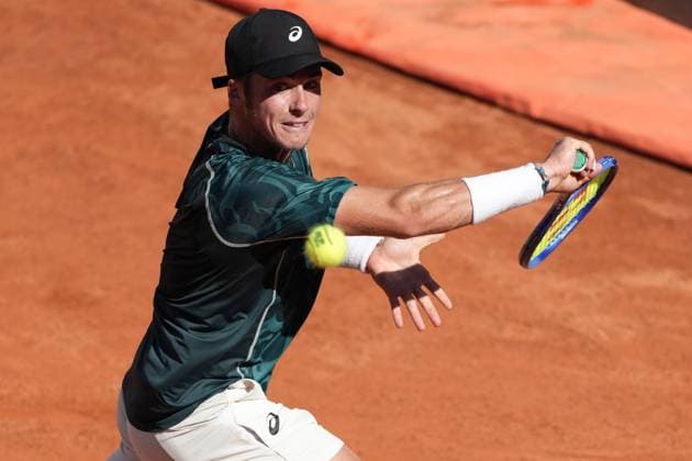 Vilius Gaubas of Lithuania during the match against Alexander Zverev of Germany at the Internazionali BNL d Italia 2025 tennis tournament at Foro Italico in Rome, Italy on may 11, 2025. AntoniettaxBaldassarre