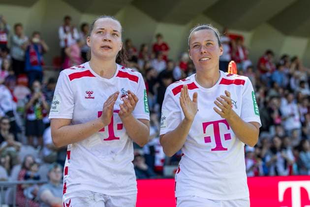 Google Pixel Frauen-Bundesliga: 1. FC Köln - 1. FFC Turbine Potsdam, 11.05.2025 Lotta Cordes (1. FC Köln, 6), Nicole Billa (1. FC Köln, 17). Google Pixel Frauen-Bundesliga, 1. FC Köln - 1. FFC Turbine Potsdam, 22. Spieltag, am 11.05.2025, Franz-Kremer-Stadion, Köln DFB regulations prohibit any use of photographs as image sequences and or quasi-video Copyright: xBEAUTIFULxSPORTS Meuselx