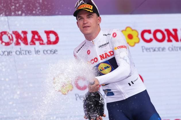 Vacek Mathias of Lidl-Trek, White jersey during the stage 3 of the Giro d™Italia from Valona (Vlore) to Valona (Vlore) Albania - Sunday, May 11, 2025. - cycling.  Copyright: xGianxMattiaxD Alberto LaPressex