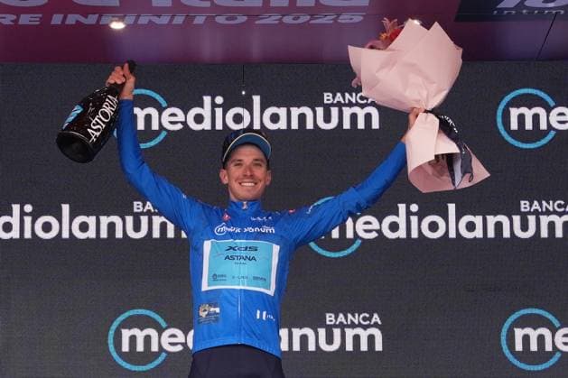 Fortunato Lorenzo of Xds Astana Team, blue jersey, during the stage 3 of the Giro d™Italia from Valona (Vlore) to Valona (Vlore) Albania - Sunday, May 11, 2025. - cycling.  Copyright: xMassimoxPaolone LaPressex