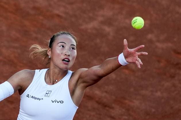 Qinwen Zheng of China during the match against Magdalena Frech of Poland at the Internazionali BNL d Italia 2025 tennis tournament at Foro Italico in Rome, Italy on may 11, 2025. AntoniettaxBaldassarre