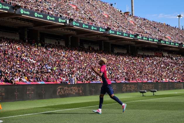 Lamine Yamal FC Barcelona, Barca during the LaLiga match between FC Barcelona and Real Madrid at Olimpic Lluis Companys on May 11, 2025 in Barcelona, Spain. (Photo by Xavi Bonilla DeFodi Images)