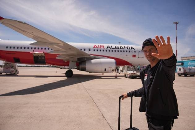 RogliÄ PrimoÅ¾ of Red Bull - Bora - Hansgrohe arrived to Brindisi in Italy with a flight from Tirana, Albania- Friday, May 12, 2025. - cycling.  Copyright: xMarcoxAlpozzi LaPressex