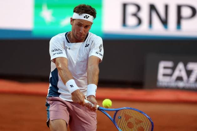 Tennis: ATP, Tennis Herren Masters 1000 at Foro Italico in Rome - Matteo Berrettini (ITA) rank 30 vs Casper Ruud (NOR) rank 7 Tennis: ATP Masters 1000 at Foro Italico in Rome - Matteo Berrettini ITA rank 30 vs Casper Ruud NOR rank 7 Rome Italy 12.05.2025: Round 32, match Matteo Berrettini ITA rank 30 vs Casper Ruud NOR rank 7 during the Internazionali BNL d Italia 2025 ATP Master Men s 1000 circuit of Rome at the Foro Italico. Rome italy Italy  Copyright: xIPA ABACAx Rome italy Italy  Copyright: xIMAGO ABACAPRESSx