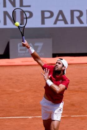 Internazionali BNL D Italia 2025 - Day Nine Karen Khachanov of Russia in action against Carlos Alcaraz of Spain during the Internazionali BNL d™Italia day Nine at Foro Italico on May 13, 2025 in Rome, Italy. Rome Foro Italico Lazio Italy Copyright: xGiuseppexMaffiax IBI_Day9_130525DSC09984