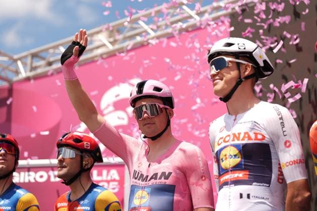 Sport Bilder des Tages Pedersen Mads of Lidl-Trek pink jersey during the stage 4 of the Giro d™Italia from Alberobello (Pietramadre) to Lecce, Italy - Tuesday, May 13, 2025. - cycling.  Copyright: xMassimoxPaolone LaPressex