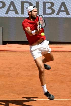Karen Khachanov of Russia during the match against Carlos Alcaraz of Spain at the Internazionali BNL d Italia 2025 tennis tournament at Foro Italico in Rome, Italy on May 13, 2025. AndreaxStaccioli