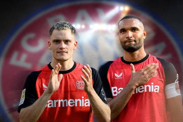 FOTOMONTAGE:Sowohl Florian WIRTZ (Bayer Leverkusen) als auch Jonathan TAH (Bayer Leverkusen) koennten bald zum FC Bayern Muencen wechseln. Fussball 1. Bundesliga, 33.Spieltag,