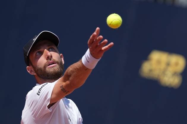 Corentin Moutet of France during the match against Jack Draper of Great Britain at the Internazionali BNL d Italia 2025 tennis tournament at Foro Italico in Rome, Italy on may 13, 2025. AntoniettaxBaldassarre