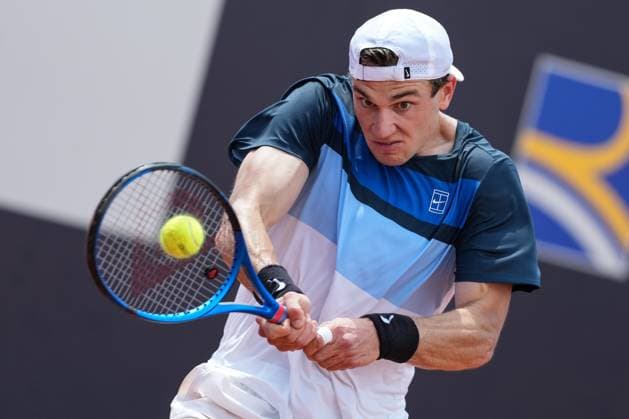 Jack Draper of Great Britain during the match against Corentin Moutet of France at the Internazionali BNL d Italia 2025 tennis tournament at Foro Italico in Rome, Italy on may 13, 2025. AntoniettaxBaldassarre
