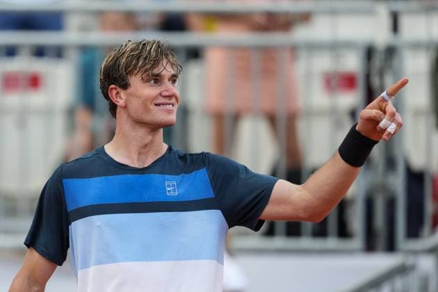 Jack Draper of Great Britain celebrates during the match against Corentin Moutet of France at the Internazionali BNL d Italia 2025 tennis tournament at Foro Italico in Rome, Italy on may 13, 2025. AntoniettaxBaldassarre