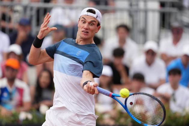 Jack Draper of Great Britain during the match against Corentin Moutet of France at the Internazionali BNL d Italia 2025 tennis tournament at Foro Italico in Rome, Italy on may 13, 2025. AntoniettaxBaldassarre