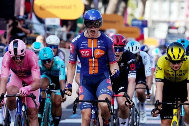 Van Uden Casper Cornelis of Team Picnic Postnl winner of the stage during the stage 4 of the Giro d™Italia from Alberobello (Pietramadre) to Lecce, Italy - Tuesday, May 13, 2025. - cycling.  Copyright: xGianxMattiaxD Alberto LaPressex