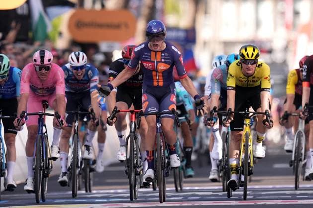 Van Uden Casper Cornelis of Team Picnic Postnl winner of the stage during the stage 4 of the Giro d™Italia from Alberobello (Pietramadre) to Lecce, Italy - Tuesday, May 13, 2025. - cycling.  Copyright: xMassimoxPaolone LaPressex
