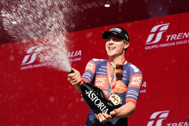Van Uden Casper Cornelis of Team Picnic Postnl winner of the stage during the stage 4 of the Giro d™Italia from Alberobello (Pietramadre) to Lecce, Italy - Tuesday, May 13, 2025. - cycling.  Copyright: xMassimoxPaolone LaPressex