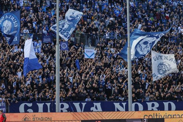Brescia supporters during the Serie Bkt match between Brescia and Reggiana at the Mario Rigamonti Stadium, Tuesday, May. 13, 2025. Sports - Soccer.  Copyright: xStefanoxNicoli LaPressex