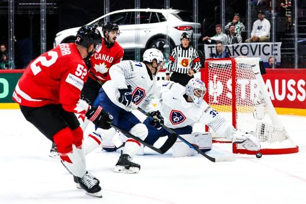 Ice hockey, Eishockey - IIHF WC 2025 STOCKHOLM,SWEDEN,13.MAY.25 - ICE HOCKEY - IIHF Ice Hockey World Championship, WM, Weltmeisterschaft 2025, group stage, Canada vs France. Image shows Julian Junca (FRA).  GEPAxpictures xMaticxKlansek