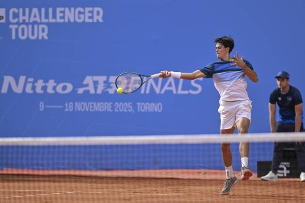 Italy, Turin 13th May 2025 ATP, Tennis Herren Challenger 175 Piemonte Open Intesa Sanpaolo, Sporting Press Club (Turin) Juan Manuel Cerundolo (Arg) Vs Federico Cina (Ita) 7-6 6-4  Copyright: xTonelloxAbozzi IPAxSportx xipa-agency.netx xx IPA_57638408 IPA_Agency_IPA57638408