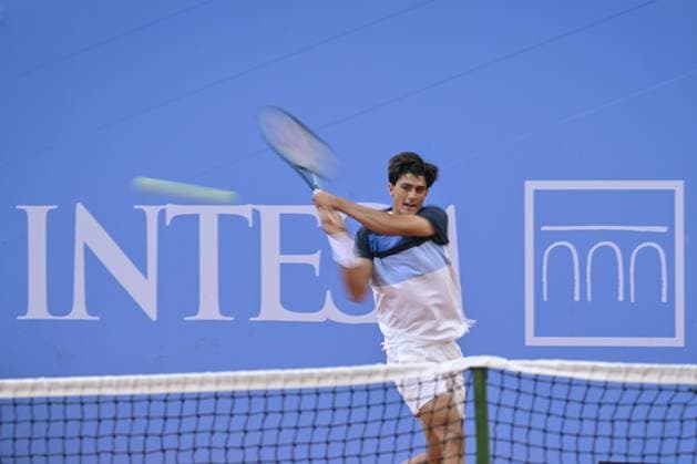 Italy, Turin 13th May 2025 ATP, Tennis Herren Challenger 175 Piemonte Open Intesa Sanpaolo, Sporting Press Club (Turin) Juan Manuel Cerundolo (Arg) Vs Federico Cina (Ita) 7-6 6-4  Copyright: xTonelloxAbozzi IPAxSportx xipa-agency.netx xx IPA_57638445 IPA_Agency_IPA57638445