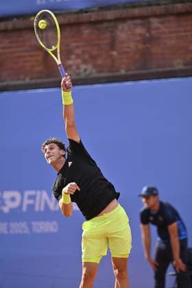 Italy, Turin 13th May 2025 ATP, Tennis Herren Challenger 175 Piemonte Open Intesa Sanpaolo, Sporting Press Club (Turin) Juan Manuel Cerundolo (Arg) Vs Federico Cina (Ita) 7-6 6-4  Copyright: xTonelloxAbozzi IPAxSportx xipa-agency.netx xx IPA_57638482 IPA_Agency_IPA57638482