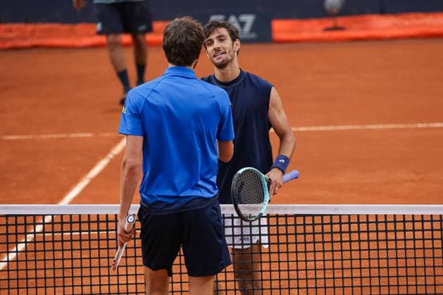 TENNIS - Internazionali di Tennis - Internazionali BNL d Italia Lorenzo Musetti celebrating victory over Daniil Medvedev during Internazionali BNL d Italia, International Tennis match in Rome, Italy, May 14 2025 Rome Italy  Copyright: xIPAxSport ABACAx