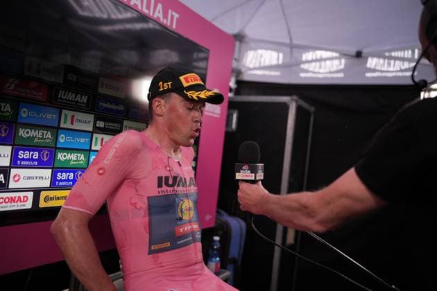 Pedersen Mads of Lidl-Trek pink jersey. Winner of the stage during the stage 5 of the Giro d™Italia from Ceglie Messapica to Matera, Italy - Wednesday, May 14, 2025. - cycling.  Copyright: xMarcoxAlpozzi LaPressex