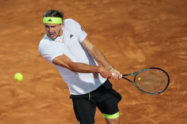 Sport Bilder des Tages Alexander Zverev of Germany during the match against Lorenzo Musetti of Italy at the Internazionali BNL d Italia 2025 tennis tournament at Foro Italico in Rome, Italy on may 14, 2025. AntoniettaxBaldassarre