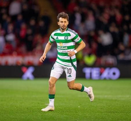 14th May 2025; Pittodrie Stadium, Aberdeen, Scotland; Scottish Premiership Football, Aberdeen versus Celtic; Nicolas Kuhn of Celtic  ActionPlus12787964 VagelisxGeorgariou Content restricted for UK based newspaper