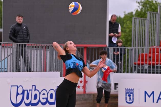 May 15, 2025, Madrid, Madrid, Spain: ELLA GRAY (USA) competes during the Beach Pro Tour Futures Madrid 2025 between SPAIN and USA at Parque Deportivo Puerta de Hierro on may 15, 2025 in Madrid, Spain. Madrid Spain - ZUMAc312 20250515_zsp_c312_093 Copyright: xOscarxManuelxSanchezx