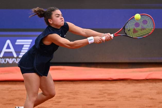 TENNIS - Internazionali di Tennis - Internazionali BNL d Italia Jasmine Paolini (ITA) in action against Peyton Stearns (USA) during the Internazionali BNL d Italia Day Eleven at Foro Italico on May 15, 2025 in Rome, Italy. Rome Italy  Copyright: xIPAxSport ABACAx