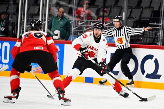 Canada s Adam Fantilli during the IIHF Ice hockey, Eishockey World Championship, WM, Weltmeisterschaft group A match between Canada and Austria at Avicii Arena in Stockholm, Sweden, on May 15, 2025. STOCKHOLM SWEDEN x10040x