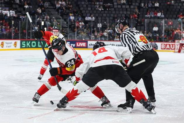 Ice hockey, Eishockey - IIHF WC 2025 STOCKHOLM,SWEDEN,15.MAY.25 - ICE HOCKEY - IIHF Ice Hockey World Championship, WM, Weltmeisterschaft 2025, group stage, Austria vs Canada. Image shows Benjamin Baumgartner (AUT).  GEPAxpictures xMaticxKlansek