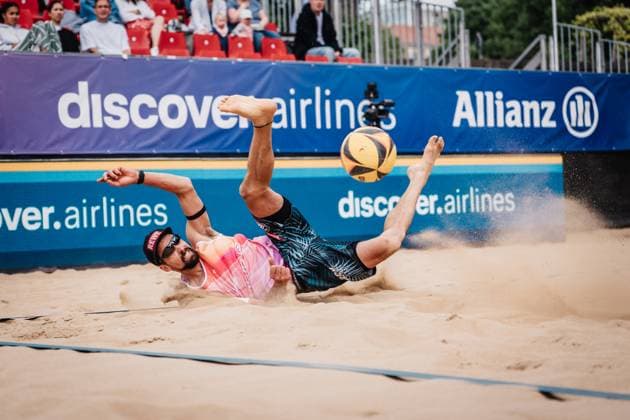 Beachvolleyball Männer Allianz German Beach Tour 2025 Tourstop Düsseldorf 15.05.2025 Jonathan Erdmann Düsseldorf Robert-Lehr-Ufer Nordrhein-Westfalen Deutschland